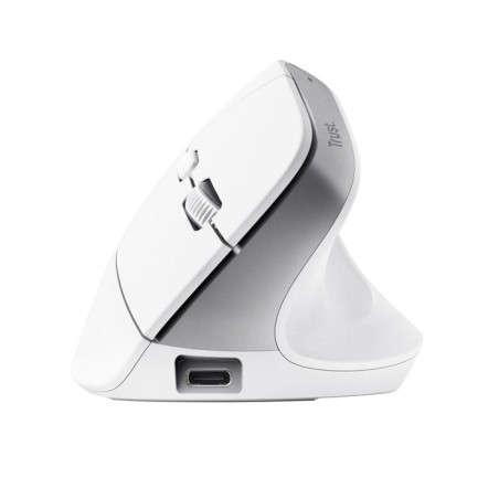 Ratón ergonómico inalámbrico por bluetooth trust bayo+ batería recargable hasta 2400 dpi blanco
