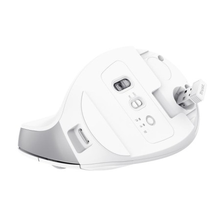 Ratón ergonómico inalámbrico por bluetooth trust bayo+ batería recargable hasta 2400 dpi blanco