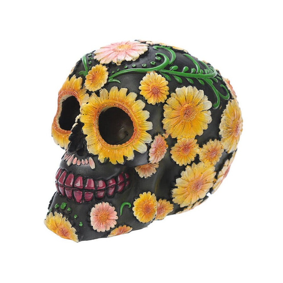 Figura calavera día de los muertos margaritas 11cm