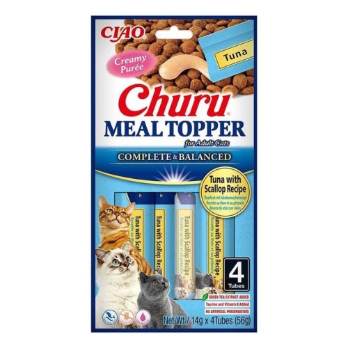 Goma para gatos inaba churu meal topper tuna with scallop  4 x 14g