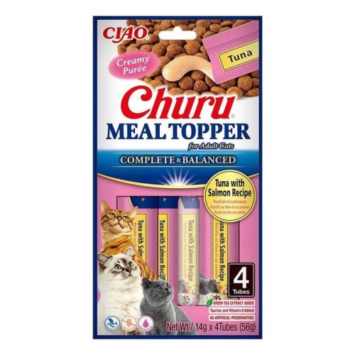 Goma para gatos inaba churu meal topper tuna with salmon  4 x 14g