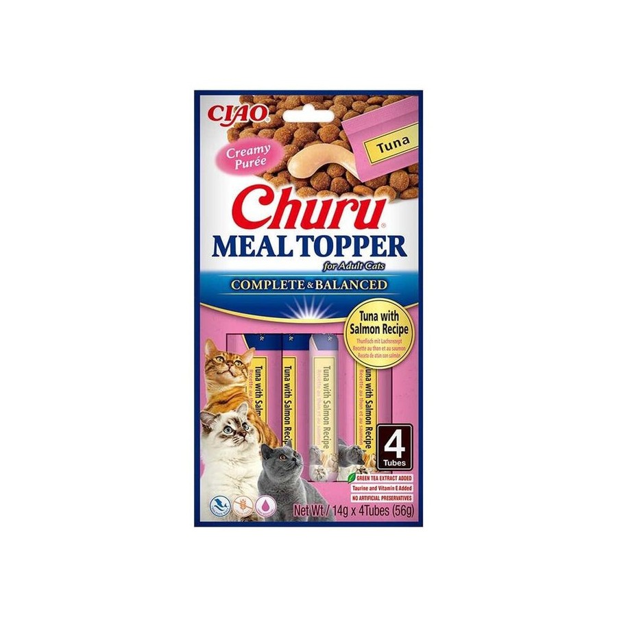 Goma para gatos inaba churu meal topper tuna with salmon  4 x 14g