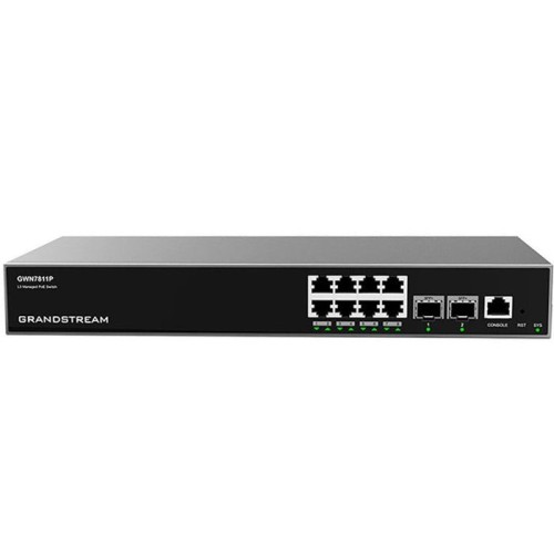 Grandstream networks gwn7811p switch gestionado l3 gigabit ethernet (10/100/1000) energía sobre ethernet (poe) gris