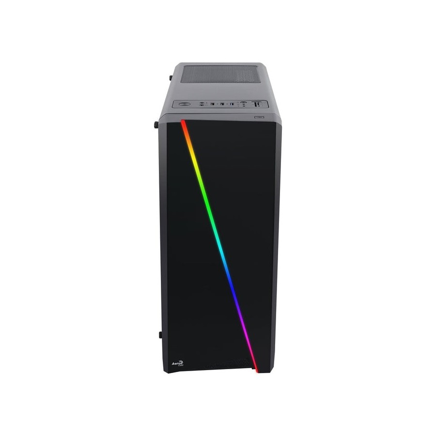 Caja pc aerocool cylon frontanl elegante con linea de iluminacion rgb lateral transluciodo acrilico
