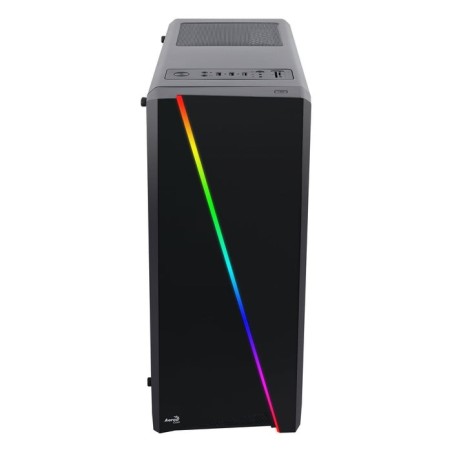 Caja pc aerocool cylon frontanl elegante con linea de iluminacion rgb lateral transluciodo acrilico