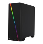 Caja pc aerocool cylon frontanl elegante con linea de iluminacion rgb lateral transluciodo acrilico