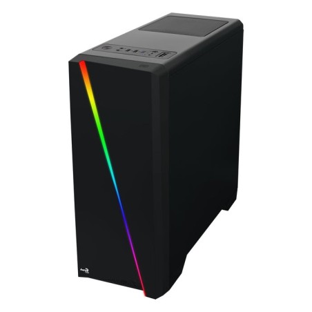 Caja pc aerocool cylon frontanl elegante con linea de iluminacion rgb lateral transluciodo acrilico