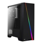 Caja pc aerocool cylon frontanl elegante con linea de iluminacion rgb lateral transluciodo acrilico