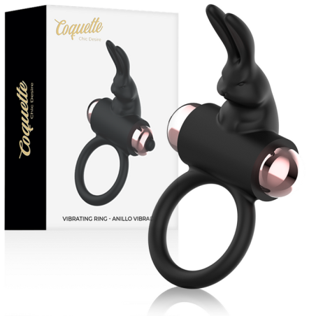 Coquette toys - cock ring anillo vibrador negro / gold