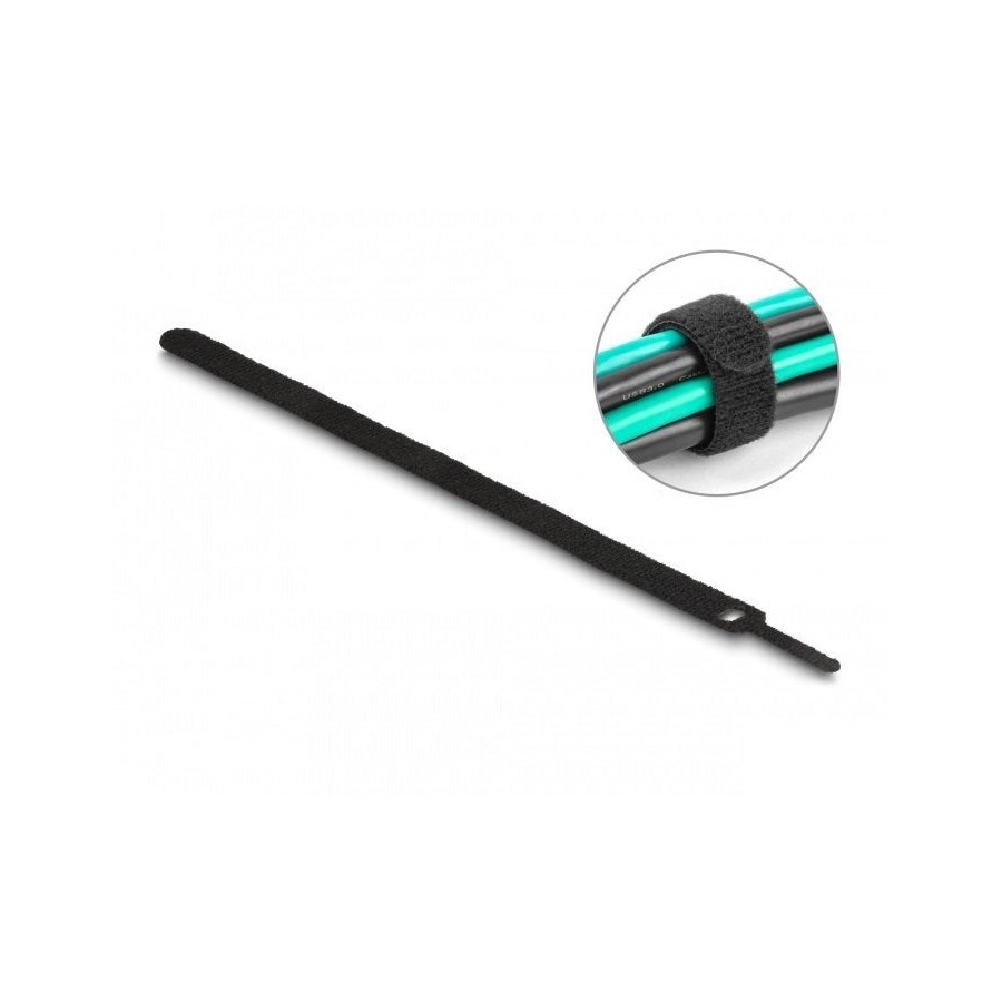 Delock brida para cable con gancho y lazo la 300 x an 12 mm negro 10 piezas
