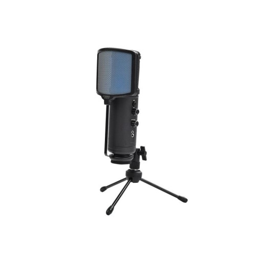 Keepout microfono usb pro windscreen led azul tripode control ganancia silencio y alimentacion usb