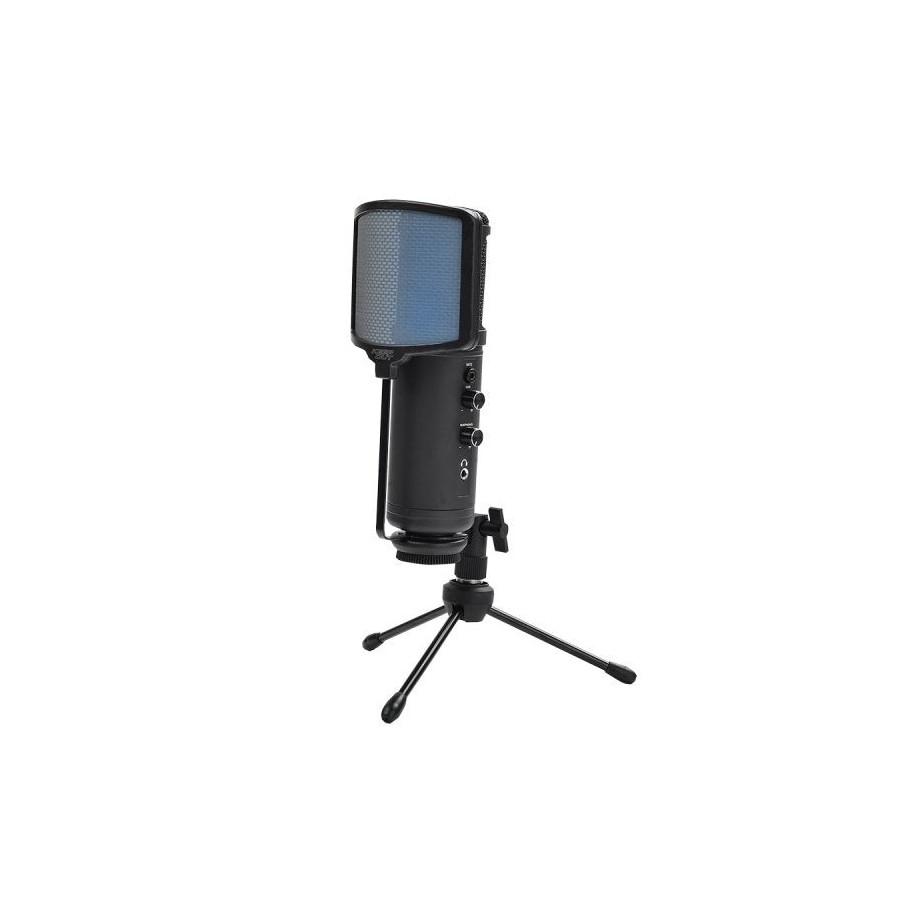 Keepout microfono usb pro windscreen led azul tripode control ganancia silencio y alimentacion usb