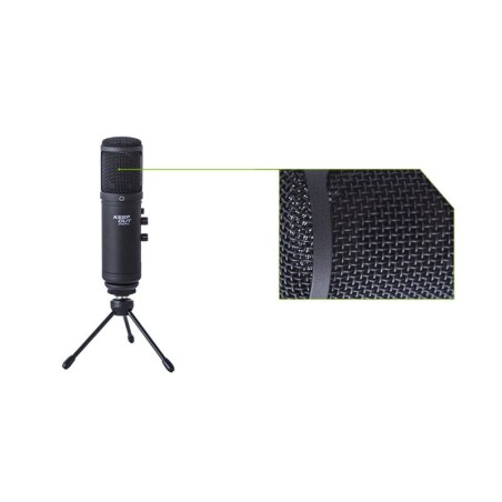 Keepout microfono usb pro windscreen led azul tripode control ganancia silencio y alimentacion usb