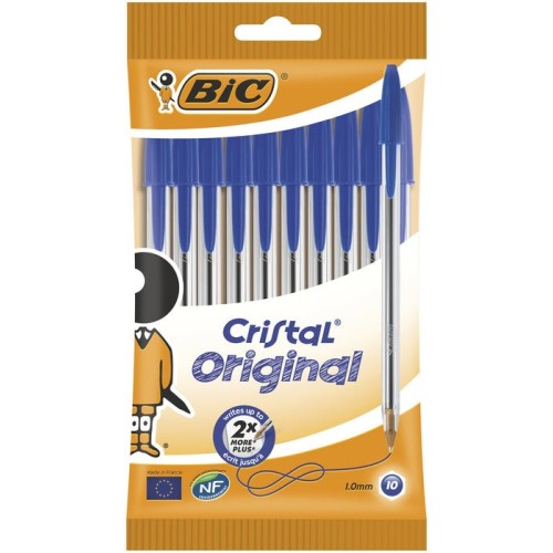 Bic blister de 10 unidades - boli bic cristal azul - punta 1.0mm