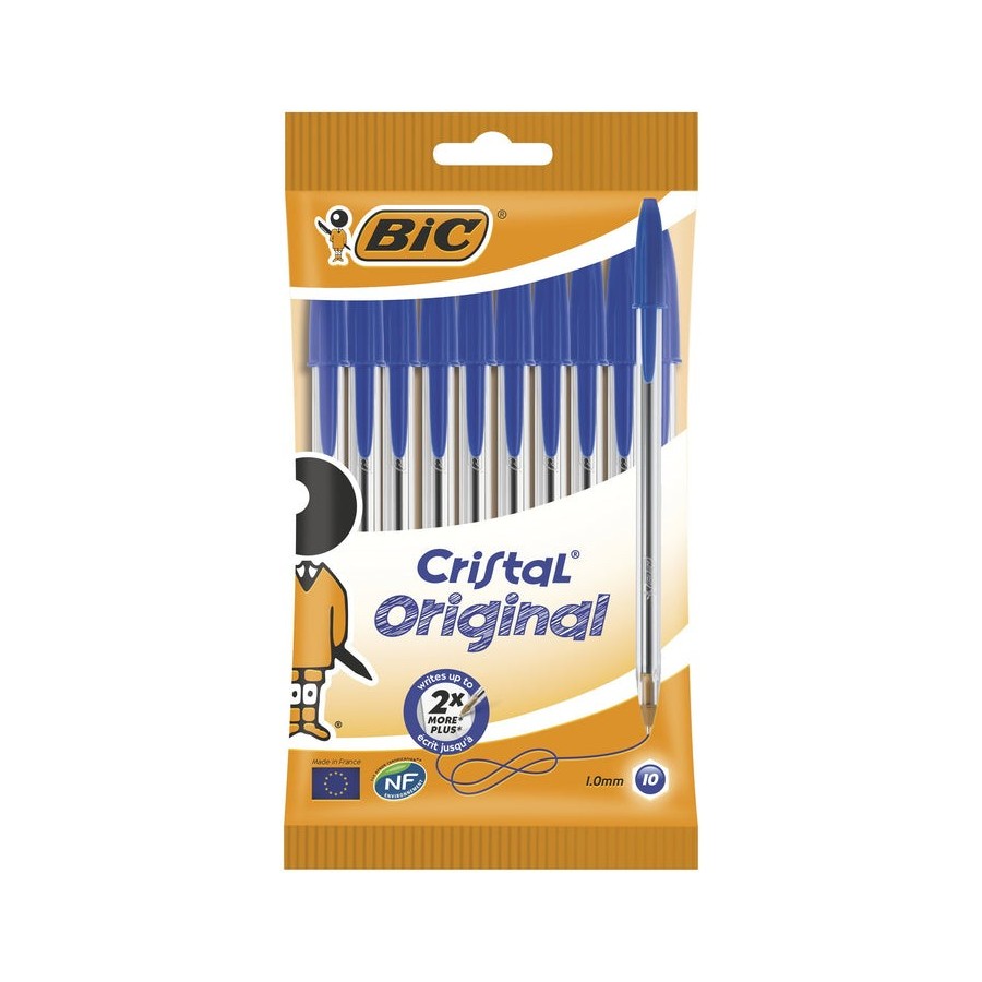 Bic blister de 10 unidades - boli bic cristal azul - punta 1.0mm