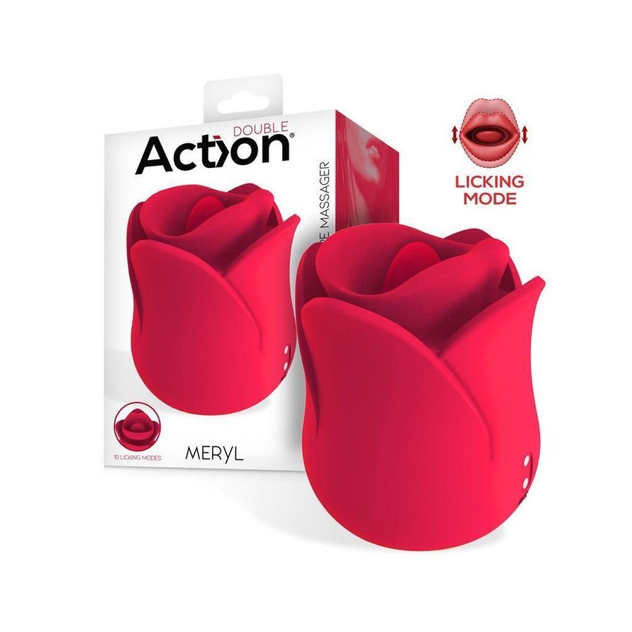 Meryl estimulador vibrador de rosa con lengua 2 motores