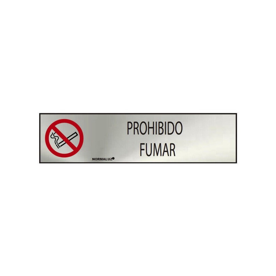 Cartel informativo "prohibido fumar" (inox adhesivo 0.8mm) 5x20cm normaluz