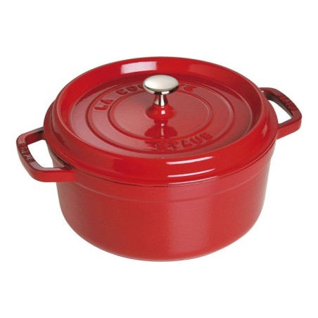 Staub round cocotte, 24cm cast iron, cherry