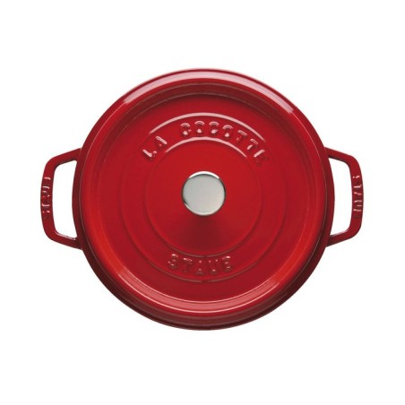 Staub round cocotte, 24cm cast iron, cherry