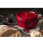Staub round cocotte, 24cm cast iron, cherry