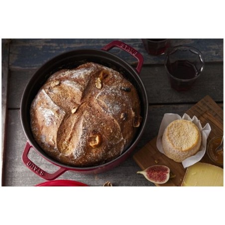 Staub round cocotte, 24cm cast iron, cherry
