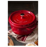 Staub round cocotte, 24cm cast iron, cherry
