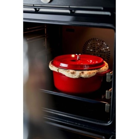 Staub round cocotte, 24cm cast iron, cherry