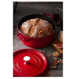 Staub round cocotte, 24cm cast iron, cherry