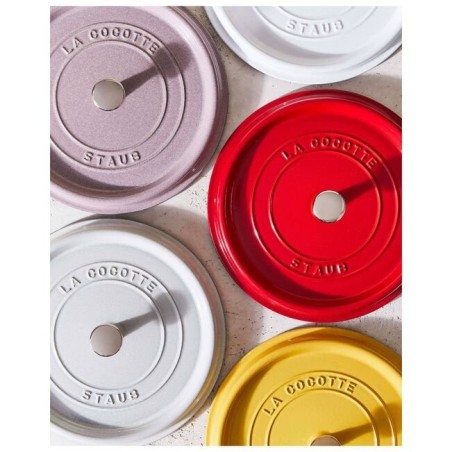 Staub round cocotte, 24cm cast iron, cherry