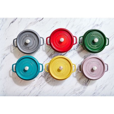 Staub round cocotte, 24cm cast iron, cherry