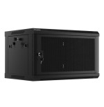 Armario lanberg mural rack 19" 6u 600x450 flat pack negro puerta malla