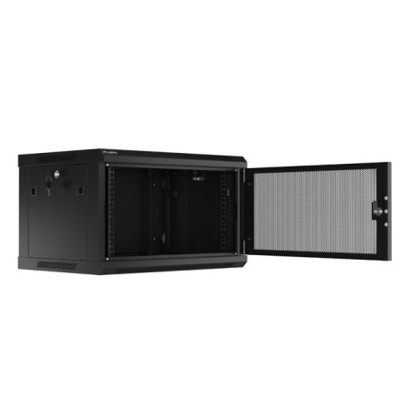 Armario lanberg mural rack 19" 6u 600x450 flat pack negro puerta malla