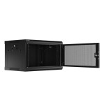 Armario lanberg mural rack 19" 6u 600x450 flat pack negro puerta malla
