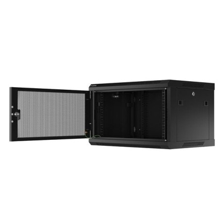 Armario lanberg mural rack 19" 6u 600x450 flat pack negro puerta malla