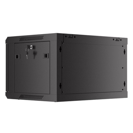 Armario lanberg mural rack 19" 6u 600x450 flat pack negro puerta malla