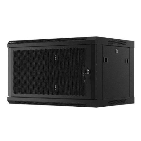 Armario lanberg mural rack 19" 6u 600x450 flat pack negro puerta malla