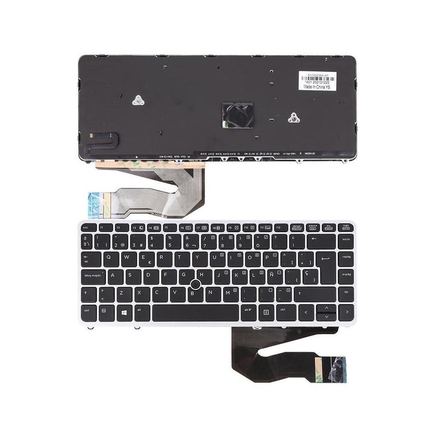 Teclado para portátil hp elitebook 840 g1 850 g1 marco plata