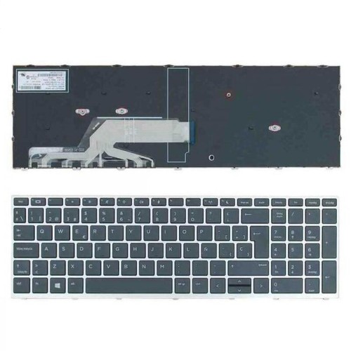 Teclado para portátil hp probook 450 g5 455 g5 470 g5 negro con marco plata