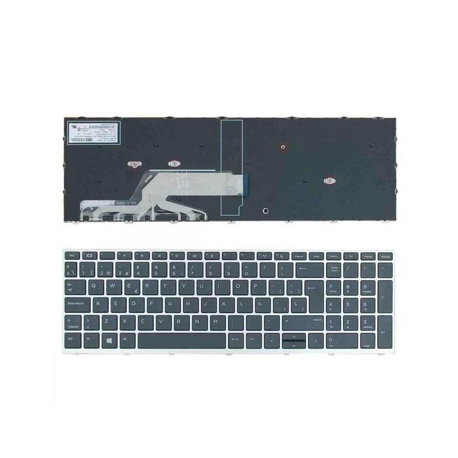Teclado para portátil hp probook 450 g5 455 g5 470 g5 negro con marco plata