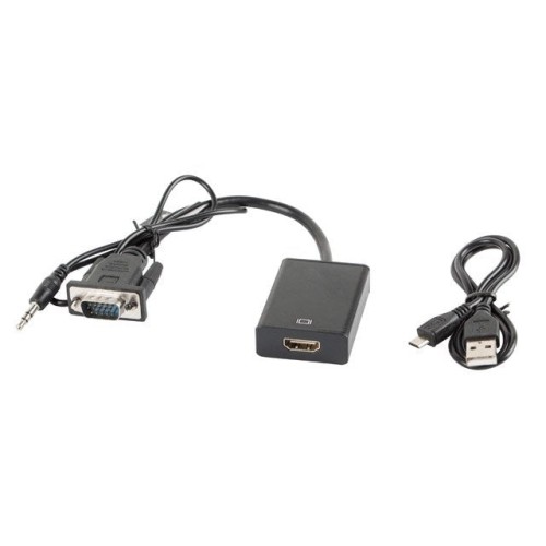 Lanberg adaptador vga a hdmi macho / hembra con audio ad-0021-bk cable 20cm