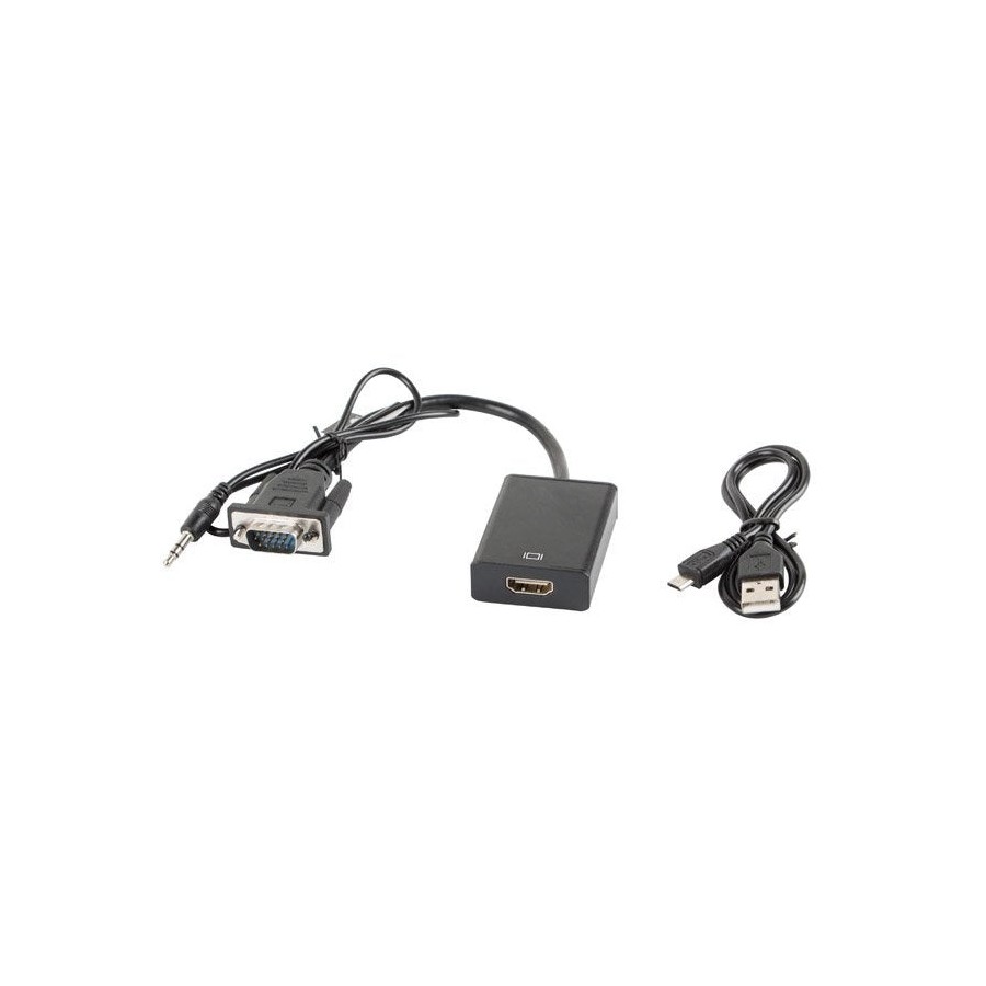 Lanberg adaptador vga a hdmi macho / hembra con audio ad-0021-bk cable 20cm