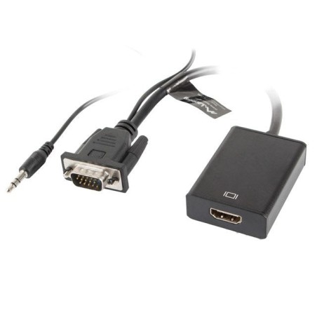Lanberg adaptador vga a hdmi macho / hembra con audio ad-0021-bk cable 20cm