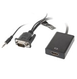 Lanberg adaptador vga a hdmi macho / hembra con audio ad-0021-bk cable 20cm