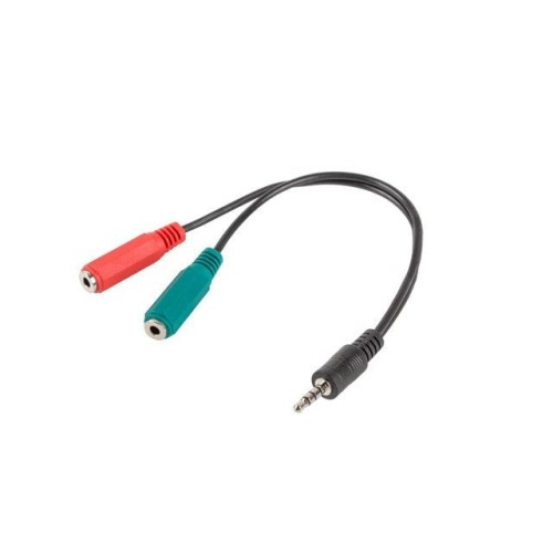 Lanberg adaptador jack estereo 3.5 macho a 2x jack 3.5mm hembra ad-0023-bk cable 20cm
