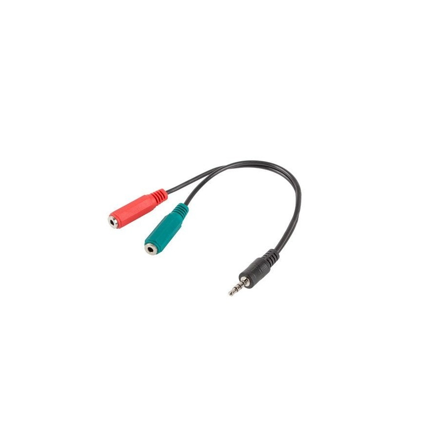 Lanberg adaptador jack estereo 3.5 macho a 2x jack 3.5mm hembra ad-0023-bk cable 20cm