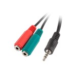Lanberg adaptador jack estereo 3.5 macho a 2x jack 3.5mm hembra ad-0023-bk cable 20cm