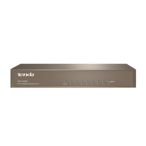 Tenda switch teg1008d 8 puertos 10/100/1000  soporte full-duplex ancho de banda hasta 16gbps