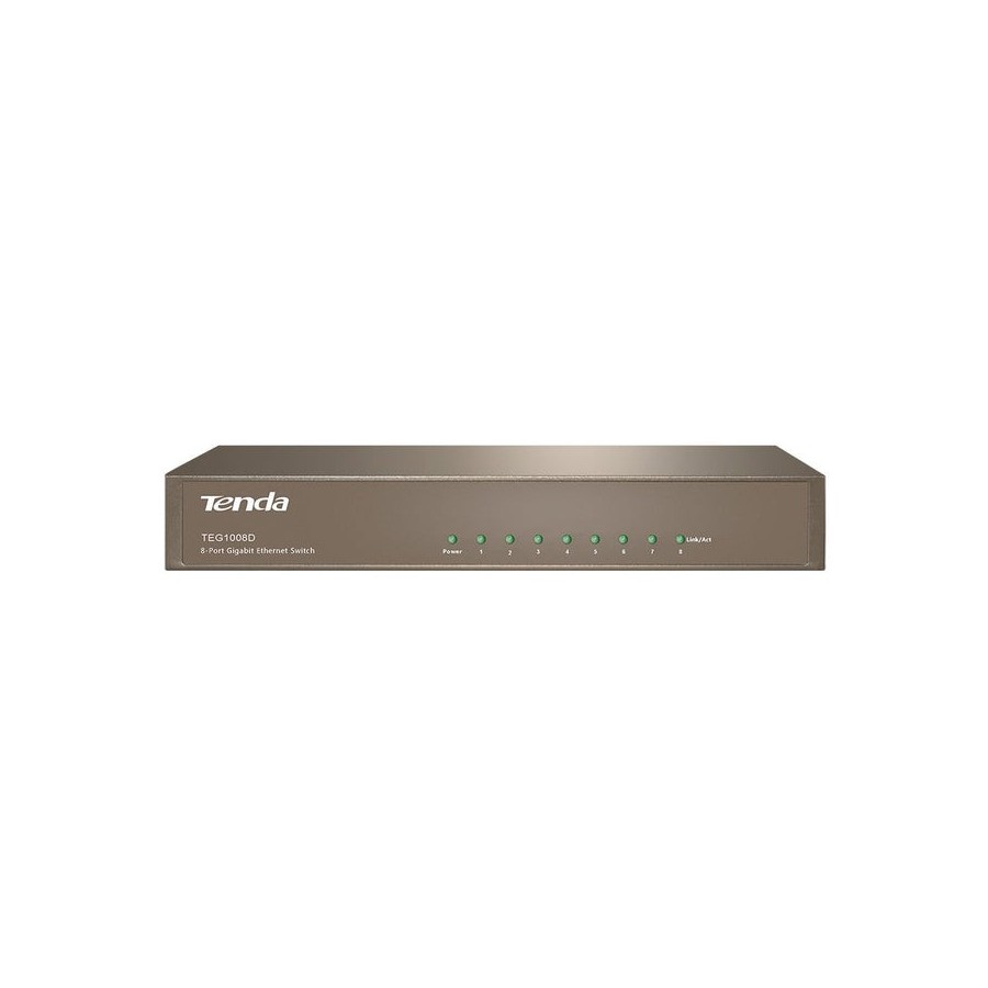 Tenda switch teg1008d 8 puertos 10/100/1000  soporte full-duplex ancho de banda hasta 16gbps