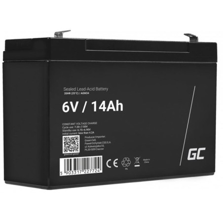 Green cell agm34 batería para sistema ups sealed lead acid (vrla) 6 v 14 ah