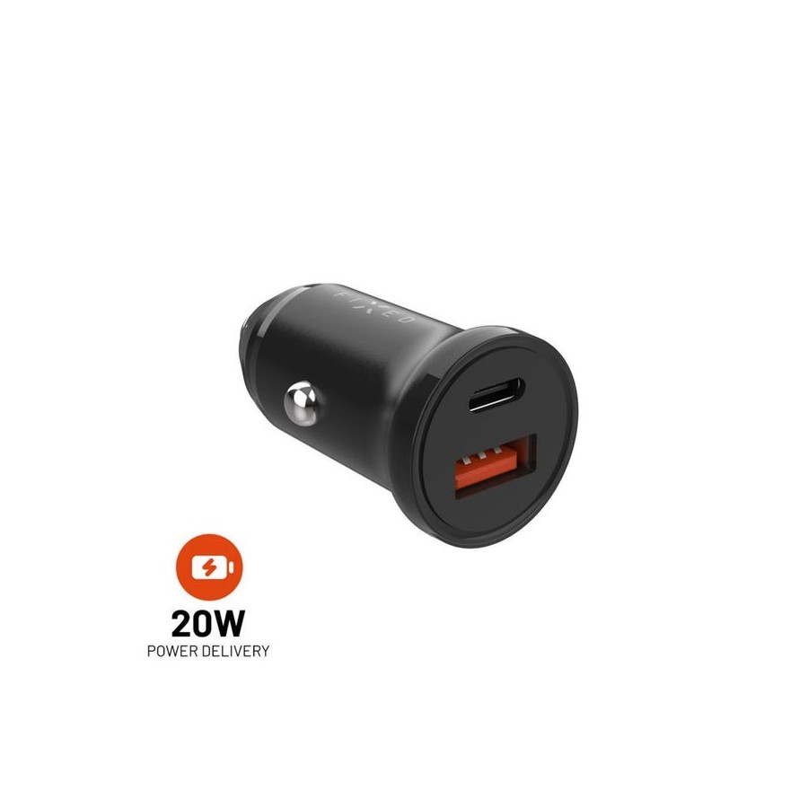 Cargador de coche usb-c fijo usb 20w, negro
